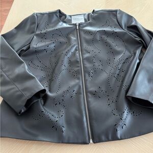 Susan Graver Black Laser-Cut Leather Jacket